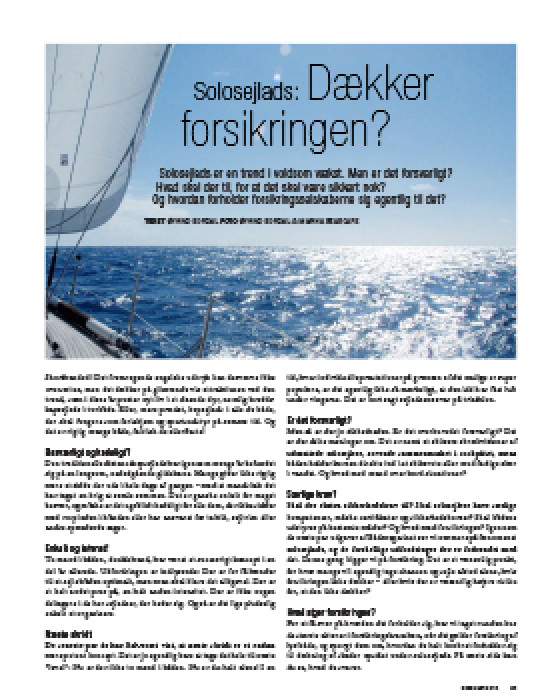Solosejlads - dækker forsikringen